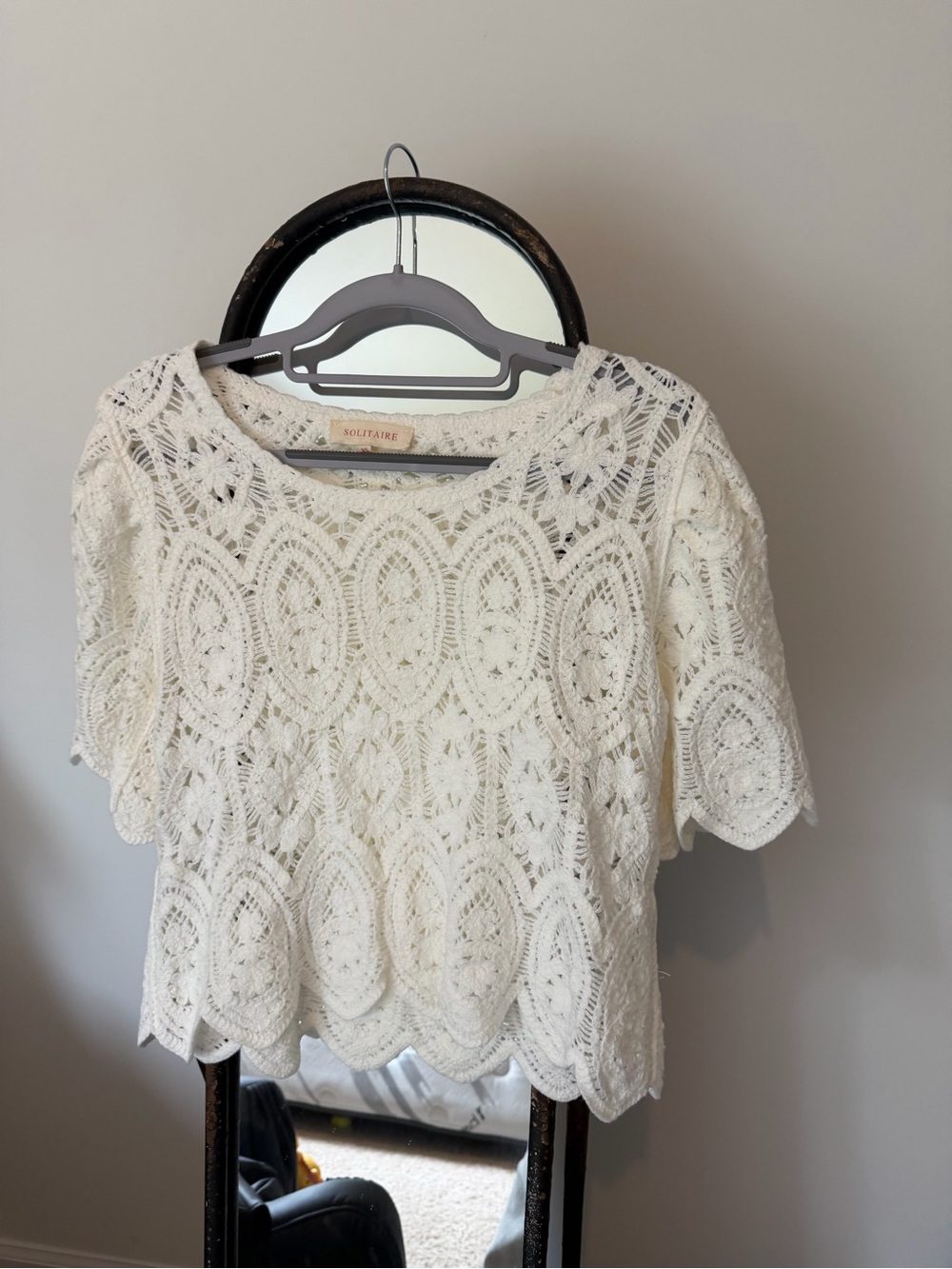 SolWhite Crochet Lace Short-Sleeve Top